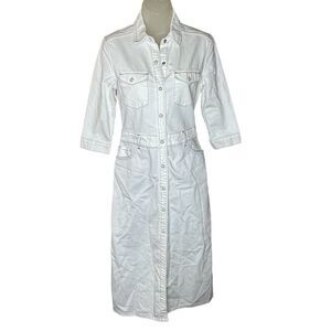 AllSaints Women's White Denim Button-Down Knee Length Dress Size 2